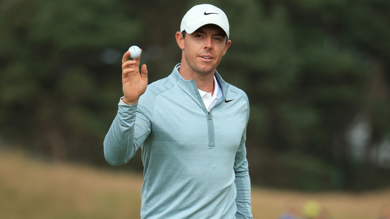 NORTH BERWICK, SCOTLAND - JULY 13: Rory McIlroy of Northern Ireland reacts on the 18th green during Day 3 of the Aberdeen Standard Investments Scottish Open at The Renaissance Club on July 13, 2019 in North Berwick, United Kingdom.