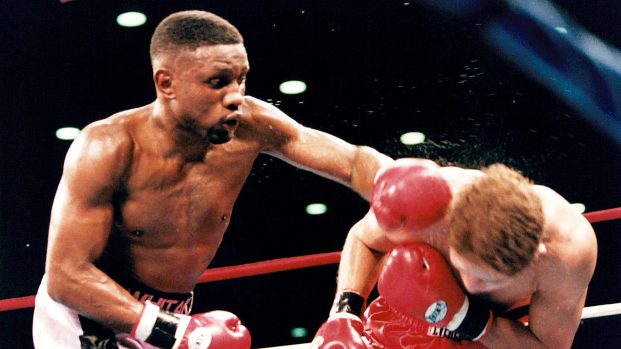 ATLANTIC CITY - NOVEMBER 18,1995: Pernell Whitaker (L) lands a punch against Jake Rodriguez during the fight at the Convention Center, on November 18,1995 in Atlantic City, New Jersey. Pernell Whitaker won the WBC welterweight title by a KO 6. (Photo by: The Ring Magazine via Getty Images)