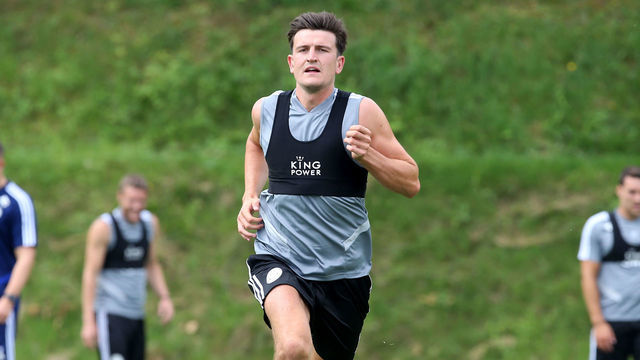 EVIAN-LES-BAINS, FRANCE - JULY 09: Harry Maguire of Leicester City during Evian pre-season on July 9, 2019 in Evian-les-Bains, France.