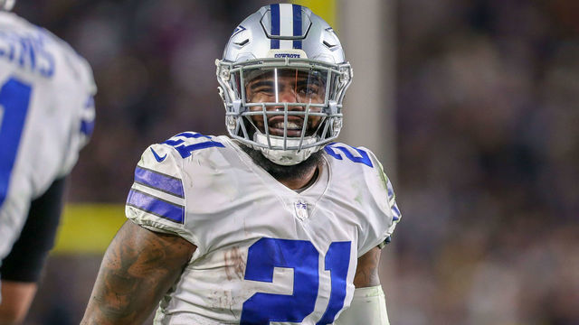 LOS ANGELES, CA - JANUARY 12: Dallas Cowboys running back Ezekiel Elliott (21) during the NFC Divisional Football game between the Dallas Cowboys and the Los Angeles Rams on January 12, 2019 at the Los Angeles Memorial Coliseum in Los Angeles, CA.