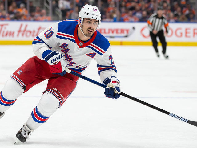 EDMONTON, AB - MARCH 11: Chris Kreider #20 of the New York Rangers skates against the Edmonton Oilers during the first period at Rogers Place on March 11, 2019 in Edmonton, Alberta, Canada.
