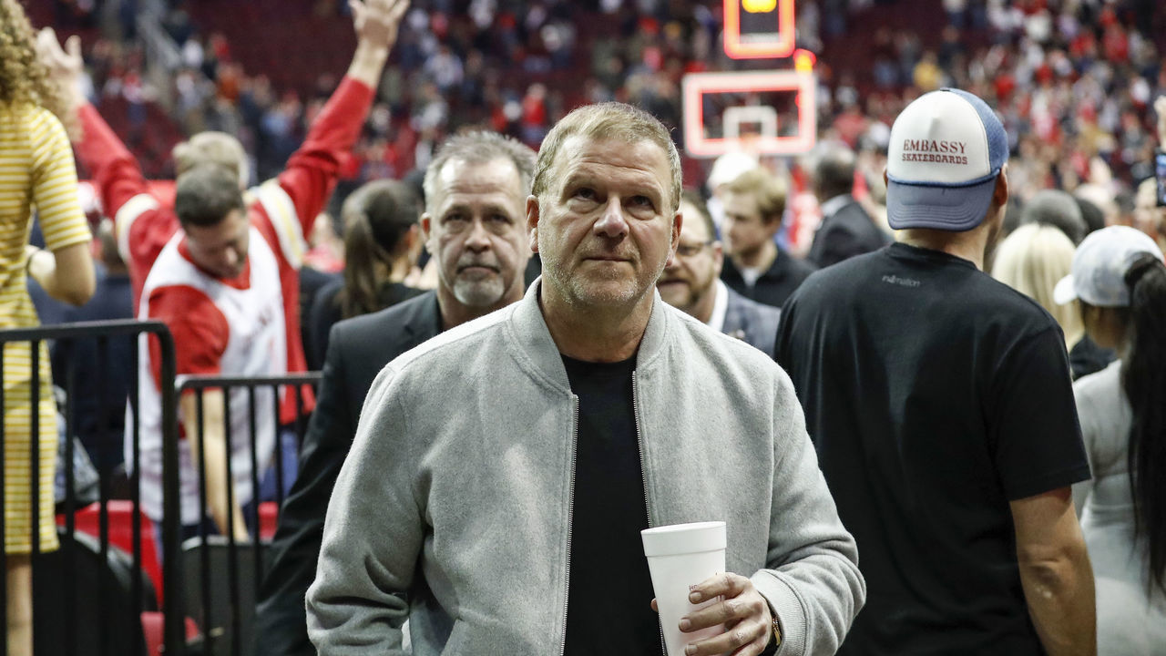 HOUSTON, TX - MARCH 15: Houston Rockets owner Tilman Fertitta leaves the court after the game against the Phoenix Suns at Toyota Center on March 15, 2019 in Houston, Texas.