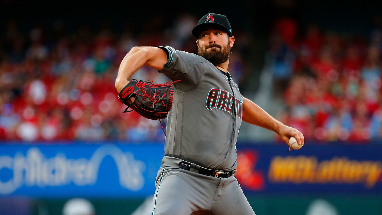 ST LOUIS, MO - JULY 12: Robbie Ray #38 of the Arizona Diamondbacks delivers a pitch against the St. Louis Cardinals in the first inning at Busch Stadium on July 12, 2019 in St Louis, Missouri.