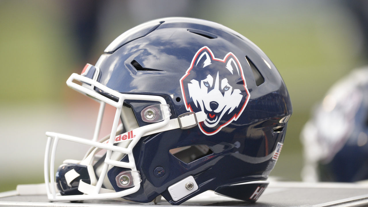 EAST HARTFORD, CT - NOVEMBER 10: UConn Huskies helmet during the game between the UConn Huskies and the SMU Mustangs on November 10, 2018 at Rentschler Field in East Hartford, CT