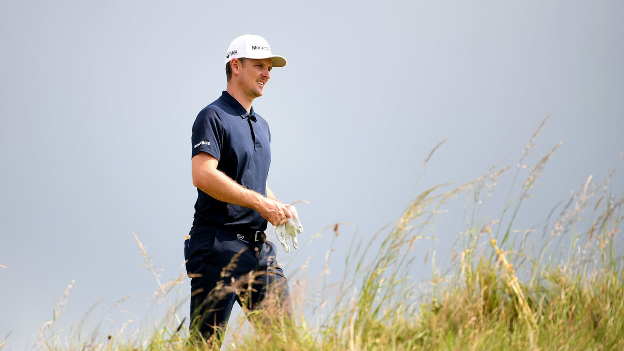 PORTRUSH, NORTHERN IRELAND - JULY 16: Justin Rose of England looks on during a practice round prior to the 148th Open Championship held on the Dunluce Links at Royal Portrush Golf Club on July 16, 2019 in Portrush, United Kingdom.