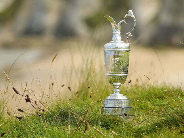 PORTRUSH, NORTHERN IRELAND - JULY 16: The Claret Jug is seen during a practice round prior to the 148th Open Championship held on the Dunluce Links at Royal Portrush Golf Club on July 16, 2019 in Portrush, United Kingdom.