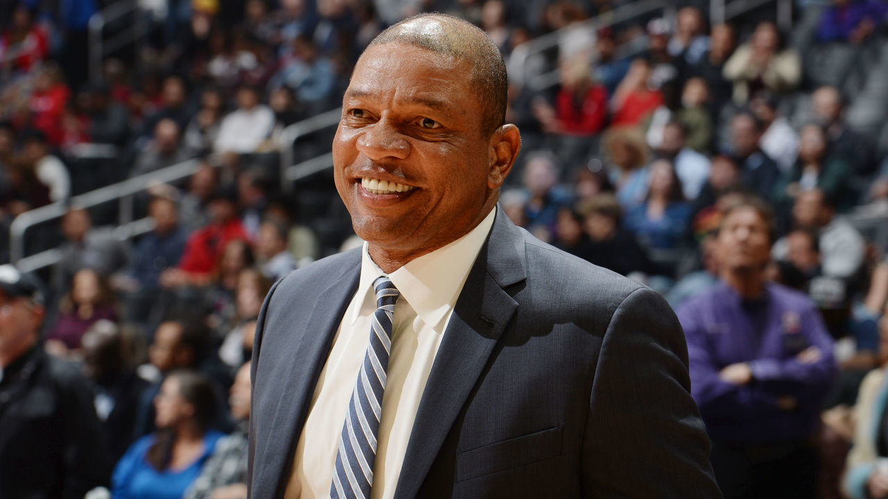 LOS ANGELES, CA - MARCH 19: Doc Rivers of the LA Clippers seen prior to the game against the Indiana Pacers on March 19, 2019 at STAPLES Center in Los Angeles, California. NOTE TO USER: User expressly acknowledges and agrees that, by downloading and/or using this Photograph, user is consenting to the terms and conditions of the Getty Images License Agreement. Mandatory Copyright Notice: Copyright 2019 NBAE