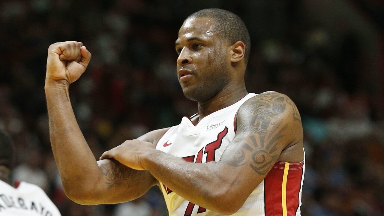 MIAMI, FLORIDA - APRIL 03: Dion Waiters #11 of the Miami Heat celebrates against the Boston Celtics during the second half at American Airlines Arena on April 03, 2019 in Miami, Florida.