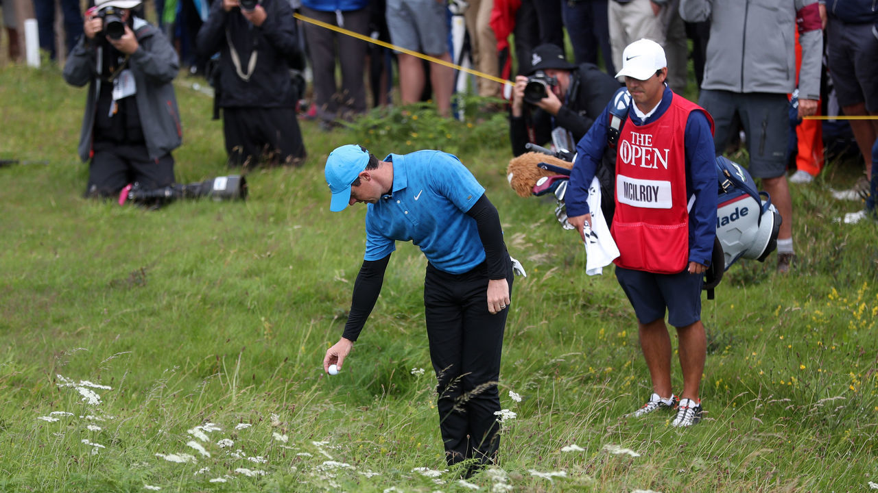 Northern Ireland's Rory McIlroy takes a drop shot on the 1st during day one of The Open Championship 2019 at Royal Portrush Golf Club.