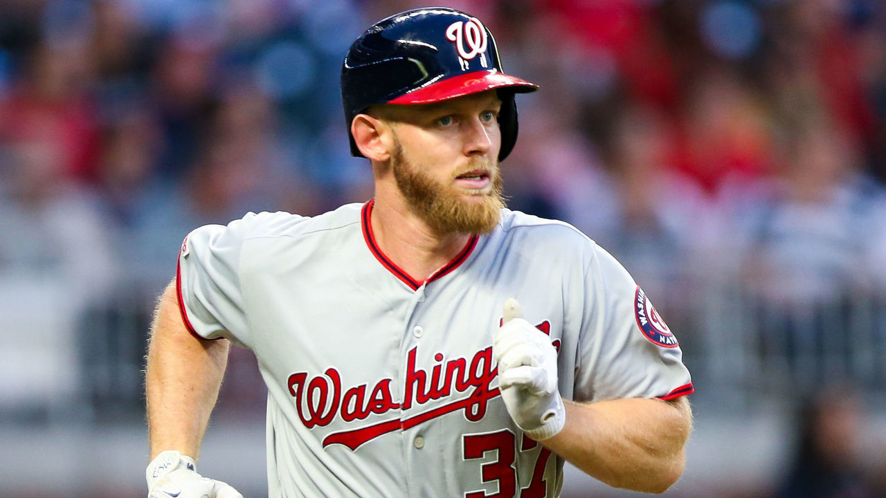 ATLANTA, GA - JULY 18: Stephen Strasburg #37 of the Washington Nationals rounds the bases after hitting a three run home run in the third inning of the game against the Atlanta Braves at SunTrust Park on July 18, 2019 in Atlanta, Georgia.