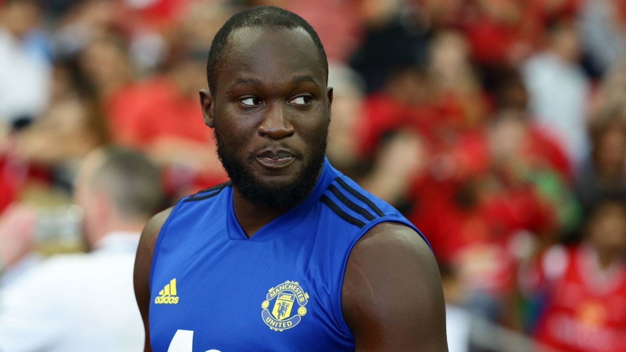 SINGAPORE - JULY 19: Romelu Lukaku turns up for training during Manchester United official training/press conference at the Singapore National Stadium on July 19, 2019 in Singapore.