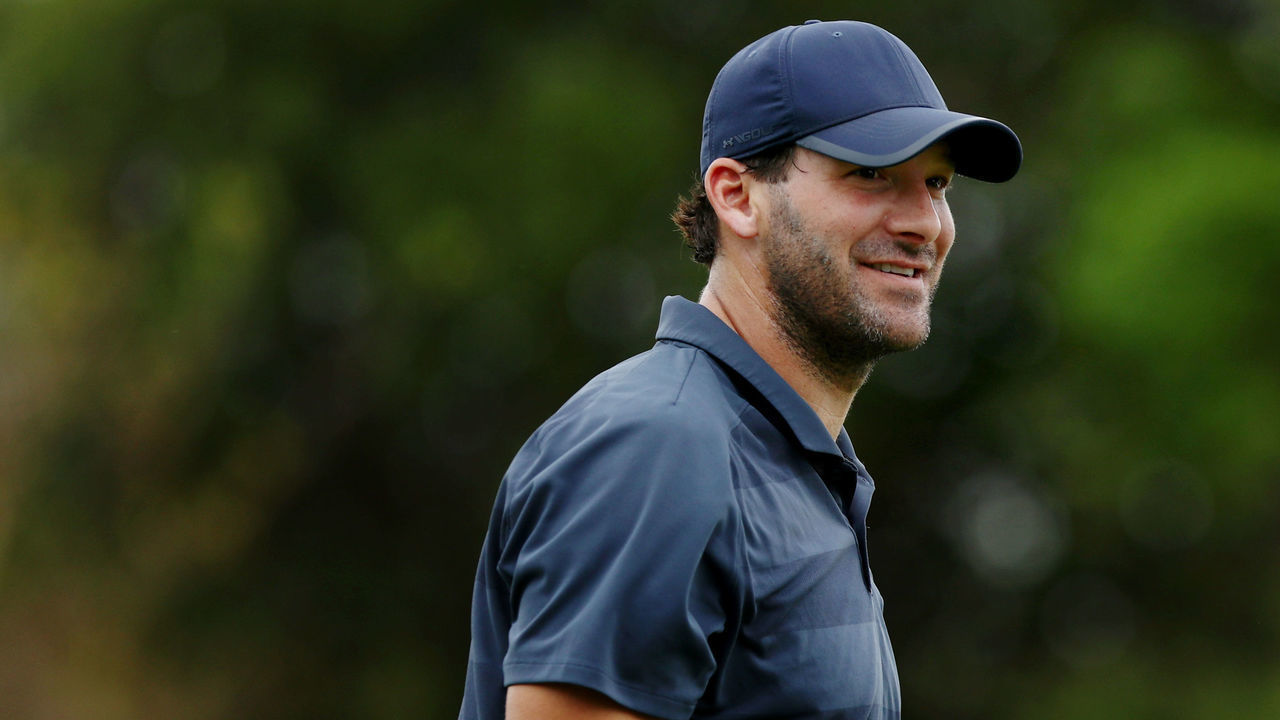 PUNTA CANA, DOMINICAN REPUBLIC - MARCH 29: Former NFL Player and amateur Tony Romo walks from the 12th tee during the second round of the Corales Puntacana Resort & Club Championship on March 29, 2019 in Punta Cana, Dominican Republic.