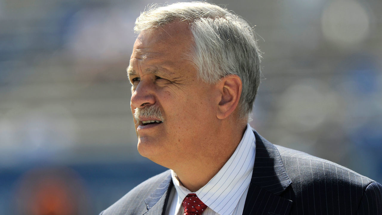 PROVO, UT - SEPTEMBER 20: Matt Millen, an ESPN analyst, on field before the game between the Virginia Cavaliers and the Brigham Young Cougars at LaVell Edwards Stadium on September 20, 2014 in Provo, Utah.