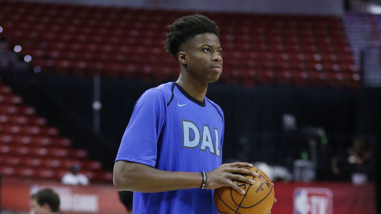 LAS VEGAS, NEVADA - JULY 10: Kostas Antetokounmpo of the Dallas Mavericks looks on in the Nike Zoom Freak 1 shoes against Croatia during the 2019 Summer League at the Thomas & Mack Center on July 10, 2019 in Las Vegas, Nevada.