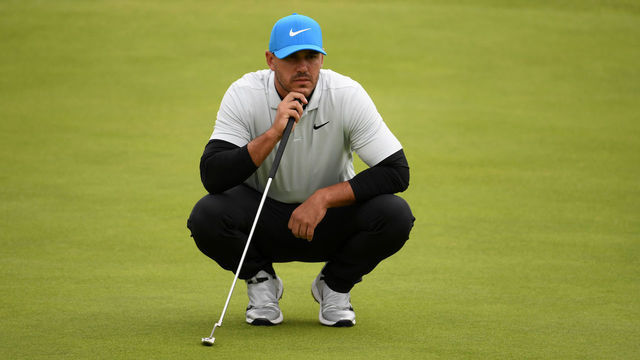PORTRUSH, NORTHERN IRELAND - JULY 19: Brooks Koepka of the United States prepares to play a putt on the 18th green during the second round of the 148th Open Championship held on the Dunluce Links at Royal Portrush Golf Club on July 19, 2019 in Portrush, United Kingdom.