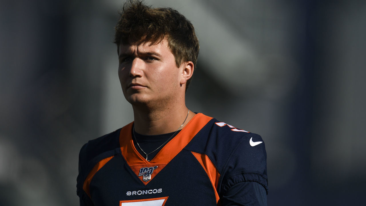 CENTENNIAL, CO - JULY 18: Drew Lock (3) of the Denver Broncos takes the field during Denver Broncos training camp on Thursday, July 18, 2019.