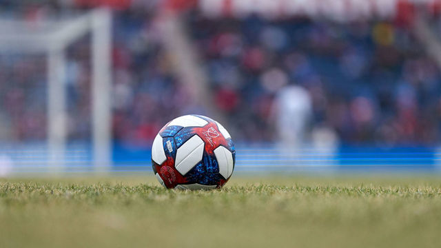 CHICAGO, IL - MARCH 09: A detailed view of a MLS match ball is seen in action during a MLS match between the Chicago Fire and Orlando City on March 09, 2019 at SeatGeek Stadium in Bridgeview, IL.