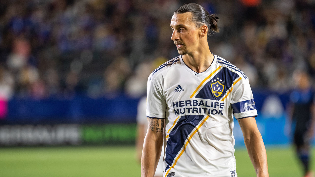 CARSON, CA - JULY 12: Zlatan Ibrahimovic #9 of Los Angeles Galaxy during the Los Angeles Galaxy's MLS match against San Jose Earthquakes at the Dignity Health Sports Park on July 12, 2019 in Carson, California. San Jose won the match 3-1
