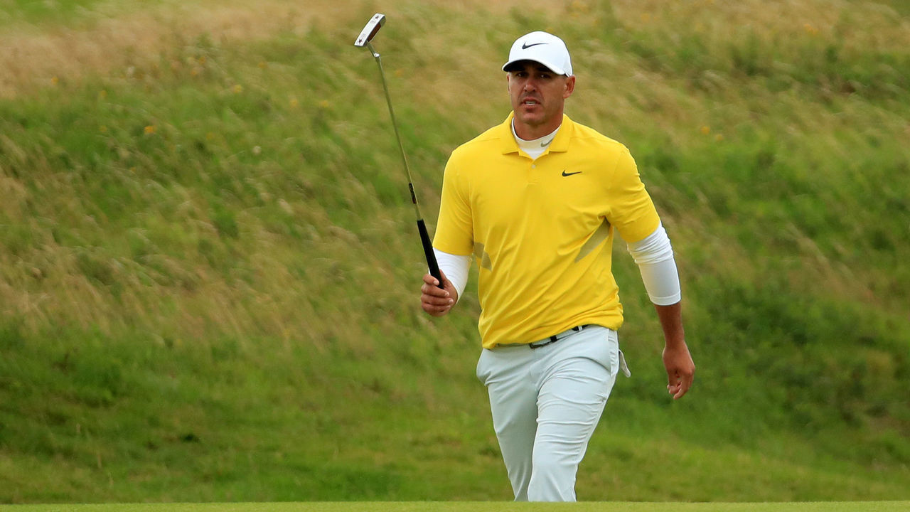 PORTRUSH, NORTHERN IRELAND - JULY 21: Brooks Koepka of the United States walks on the 18th green during the final round of the 148th Open Championship held on the Dunluce Links at Royal Portrush Golf Club on July 21, 2019 in Portrush, United Kingdom.