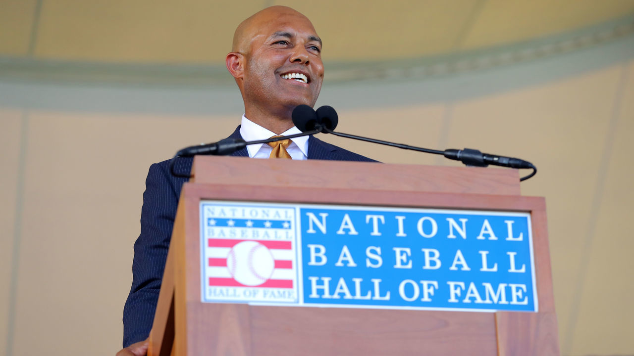 COOPERSTOWN, NY - JULY 21: Inductee Mariano Rivera speaks during the 2019 Hall of Fame Induction Ceremony at the National Baseball Hall of Fame on Sunday July 21, 2019 in Cooperstown, New York.