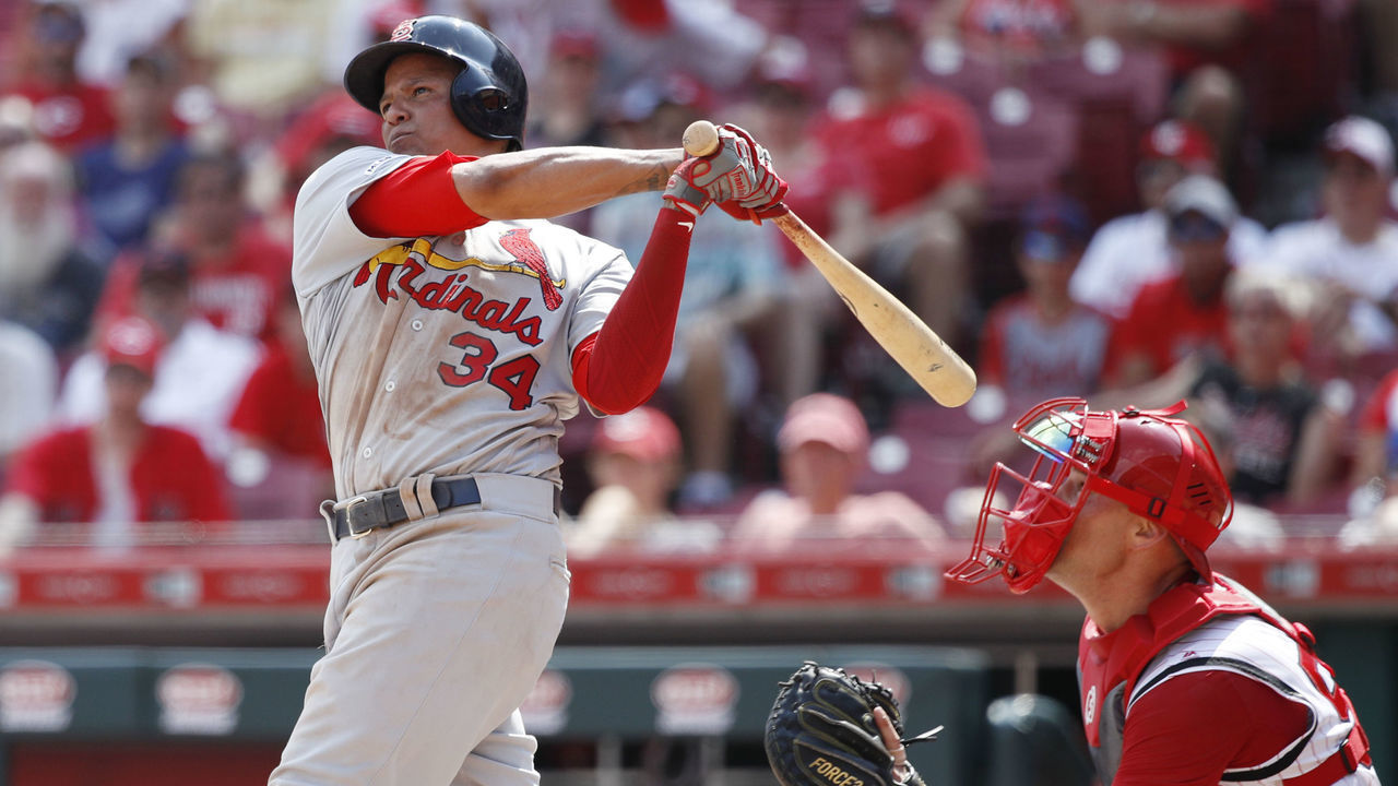 CINCINNATI, OH - JULY 21: Yairo Munoz #34 of the St. Louis Cardinals hits a solo home run in the ninth inning against the Cincinnati Reds at Great American Ball Park on July 21, 2019 in Cincinnati, Ohio. The Cardinals won 3-1.