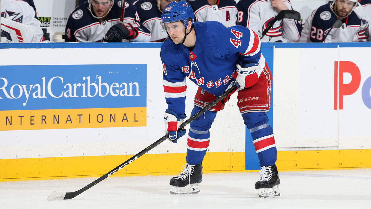 NEW YORK, NY - APRIL 05: Neal Pionk #44 of the New York Rangers skates against the Columbus Blue Jackets at Madison Square Garden on April 5, 2019 in New York City.