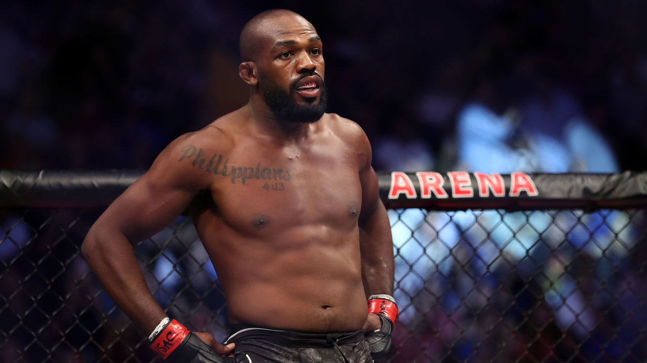LAS VEGAS, NEVADA - JULY 06: Jon Jones of the United States looks on prior to his UFC Light Heavyweight Title bout against Thiago Santos of Brazil at T-Mobile Arena on July 06, 2019 in Las Vegas, Nevada. Jones defeated Santos by decision.