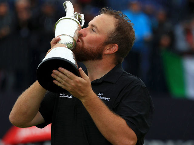 PORTRUSH, NORTHERN IRELAND - JULY 21: Open Champion Shane Lowry of Ireland celebrates with the Claret Jug on the 18th green during the final round of the 148th Open Championship held on the Dunluce Links at Royal Portrush Golf Club on July 21, 2019 in Portrush, United Kingdom.