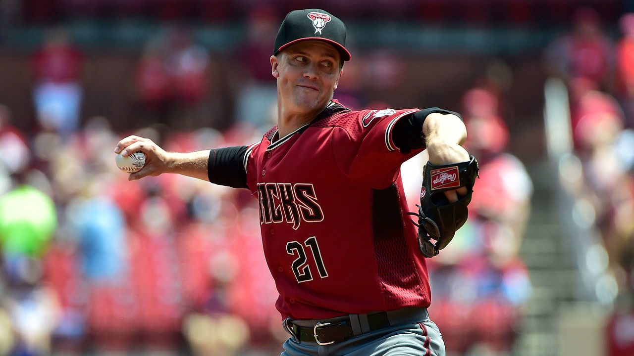 ST LOUIS, MO - JULY 14: Zack Greinke #21 of the Arizona Diamondbacks pitches during the first inning against the St. Louis Cardinals at Busch Stadium on July 14, 2019 in St Louis, Missouri.