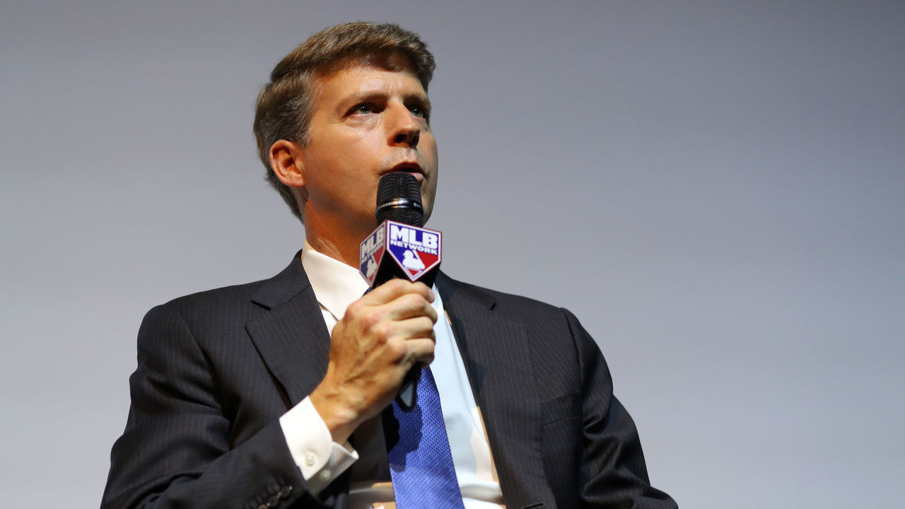 LONDON, ENGLAND - MAY 8: New York Yankees Managing General Partner/Co-Chairperson Hal Steinbrenner speaks during the announcement of the 2019 London Series between the New York Yankees and the Boston Red Sox in London, England on Tuesday, May 8, 2018.