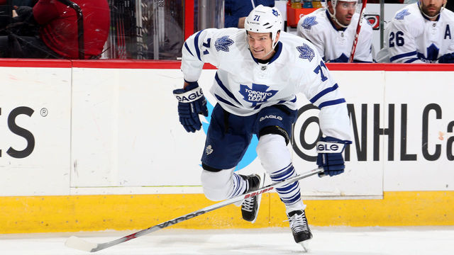 RALEIGH, NC - FEBRUARY 20: David Clarkson #71 of the Toronto Maple Leafs skates for position n the ice against the Carolina Hurricanes during their NHL game at PNC Arena on February 20, 2015 in Raleigh, North Carolina.