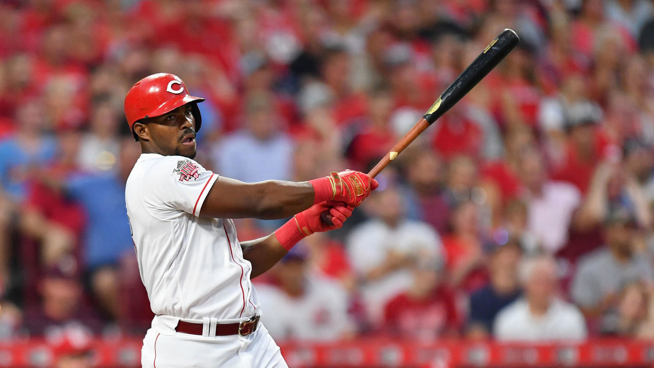 CINCINNATI, OH - JULY 20: Yasiel Puig #66 of the Cincinnati Reds bats against the St. Louis Cardinals at Great American Ball Park on July 20, 2019 in Cincinnati, Ohio. Cincinnati defeated St. Louis 3-2.