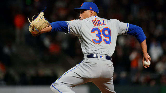 SAN FRANCISCO, CA - JULY 18: Edwin Diaz #39 of the New York Mets pitches against the San Francisco Giants at Oracle Park on Thursday, July 18, 2019 in San Francisco, California.