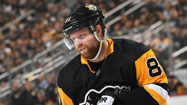PITTSBURGH, PA - APRIL 06: Phil Kessel #81 of the Pittsburgh Penguins skates against the New York Rangers at PPG Paints Arena on April 6, 2019 in Pittsburgh, Pennsylvania.