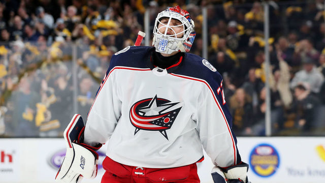 BOSTON, MASSACHUSETTS - MAY 04: Sergei Bobrovsky #72 of the Columbus Blue Jackets reacts after Brad Marchand #63 of the Boston Bruins scored against him during the third period of Game Five of the Eastern Conference Second Round during the 2019 NHL Stanley Cup Playoffs at TD Garden on May 04, 2019 in Boston, Massachusetts. The Bruins defeat the Blue Jackets 4-3.