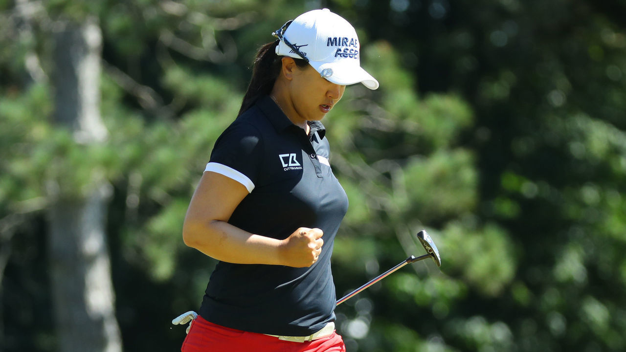SYLVANIA, OHIO - JULY 14: Sei Young Kim of South Korea reacts to a birdie on the 15th hole during the final round of the Marathon Classic Presented By Dana at the Highland Meadows Golf Club on July 14, 2019 in Sylvania, Ohio.