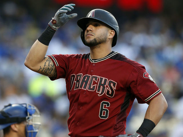 LOS ANGELES, CA - JULY 03: Arizona Diamondbacks left fielder David Peralta (6) reacts after striking out during the game against the Los Angeles Dodgers on July 03, 2019, at Dodger Stadium in Los Angeles, CA.