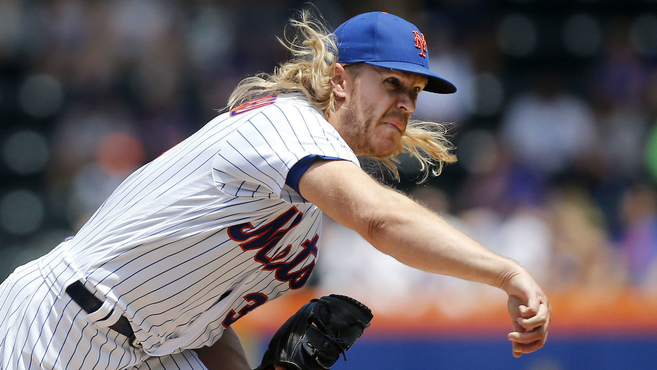 NEW YORK, NEW YORK - JUNE 09: Noah Syndergaard #34 of the New York Mets in action against the Colorado Rockies at Citi Field on June 09, 2019 in New York City. The Mets defeated the Rockies 6-1.