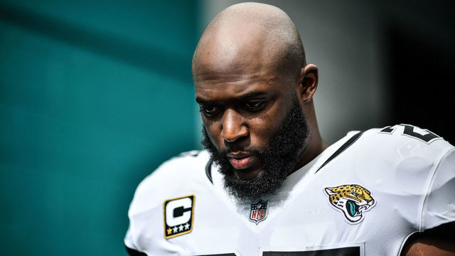 MIAMI, FL - DECEMBER 23: Leonard Fournette #27 of the Jacksonville Jaguars warms up before the game against the Miami Dolphins at Hard Rock Stadium on December 23, 2018 in Miami, Florida.