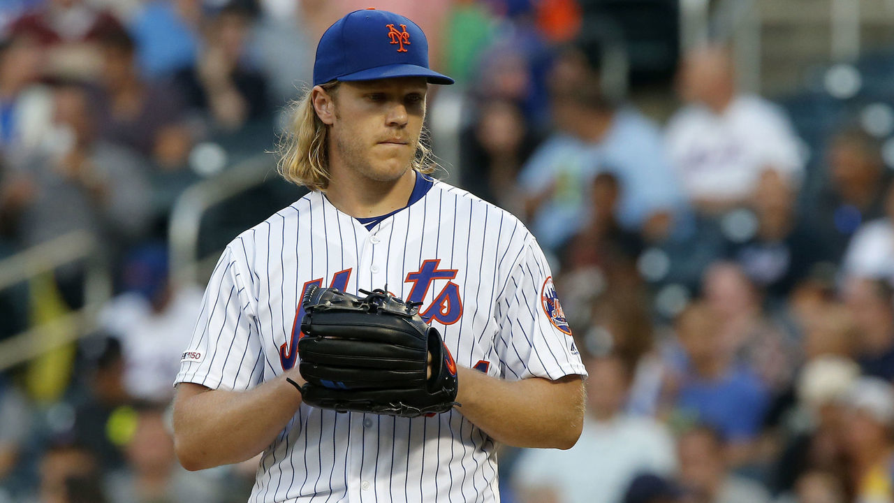 NEW YORK, NEW YORK - JULY 24: Noah Syndergaard #34 of the New York Mets in action against the San Diego Padres at Citi Field on July 24, 2019 in New York City. The Padres defeated the Mets 7-2.