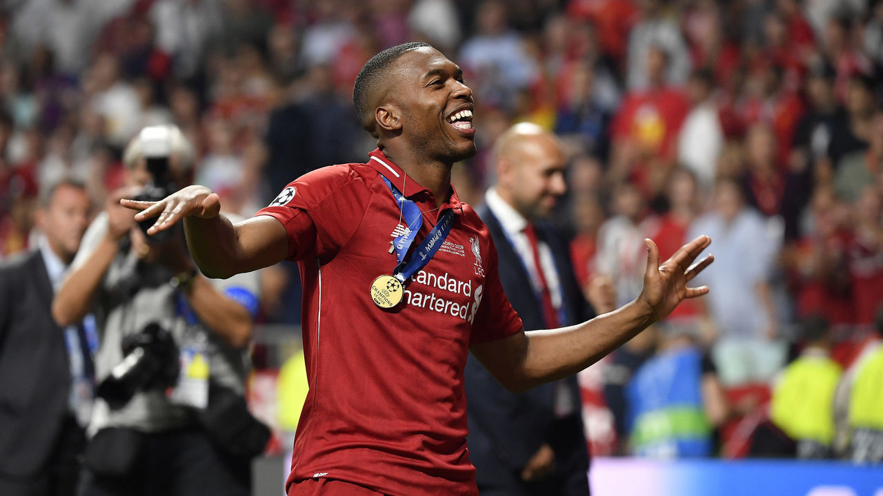 Daniel Sturridge of Liverpool FC dances to celebrate the victory of the 2019 UEFA Champions League Final match between Tottenham Hotspur and Liverpool at Wanda Metropolitano Stadium, Madrid, Spain on 1 June 2019.