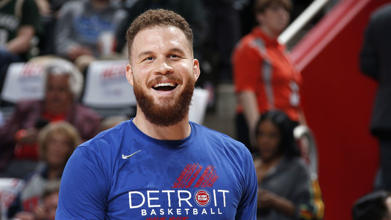 DETROIT, MI - APRIL 22: Blake Griffin #23 of the Detroit Pistons looks on before Game Four of Round One against the Milwaukee Bucks during the 2019 NBA Playoffs on April 22, 2019 at Little Caesars Arena in Detroit, Michigan. NOTE TO USER: User expressly acknowledges and agrees that, by downloading and/or using this photograph, user is consenting to the terms and conditions of the Getty Images License Agreement. Mandatory Copyright Notice: Copyright 2019 NBAE