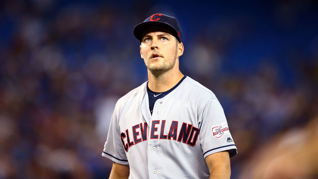 TORONTO, ON - JULY 23: Trevor Bauer #47 of the Cleveland Indians leaves the field in the seventh inning during a MLB game against the Toronto Blue Jays at Rogers Centre on July 23, 2019 in Toronto, Canada.