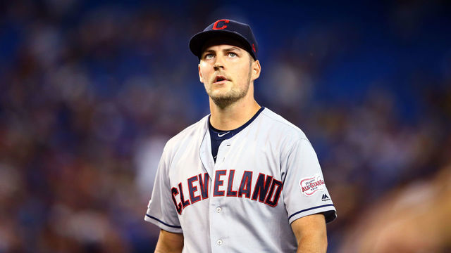 TORONTO, ON - JULY 23: Trevor Bauer #47 of the Cleveland Indians leaves the field in the seventh inning during a MLB game against the Toronto Blue Jays at Rogers Centre on July 23, 2019 in Toronto, Canada.
