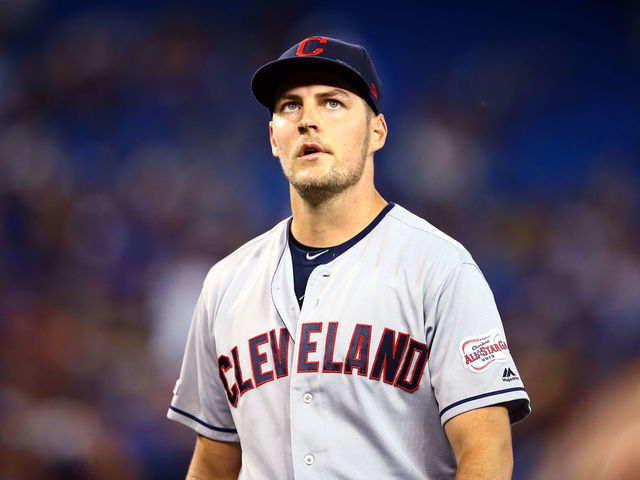 TORONTO, ON - JULY 23: Trevor Bauer #47 of the Cleveland Indians leaves the field in the seventh inning during a MLB game against the Toronto Blue Jays at Rogers Centre on July 23, 2019 in Toronto, Canada.