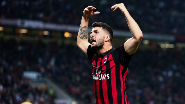 STADIO GIUSEPPE MEAZZA, MILANO, ITALY - 2019/04/02: Patrick Cutrone of Ac Milan during the Serie A football match between AC Milan and Udinese Calcio . The match ends in a tie 1-1.