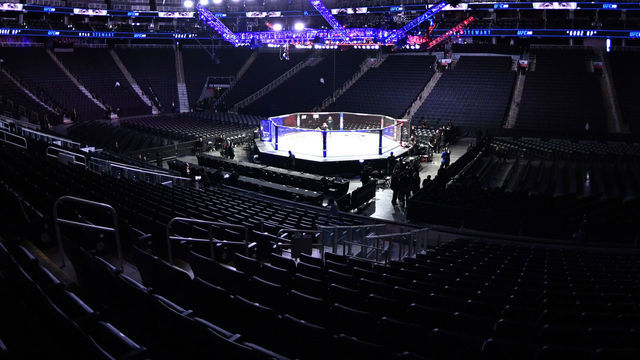 EDMONTON, ALBERTA - JULY 27: A general view of the Octagon prior to the UFC 240 event at Rogers Place on July 27, 2019 in Edmonton, Canada.