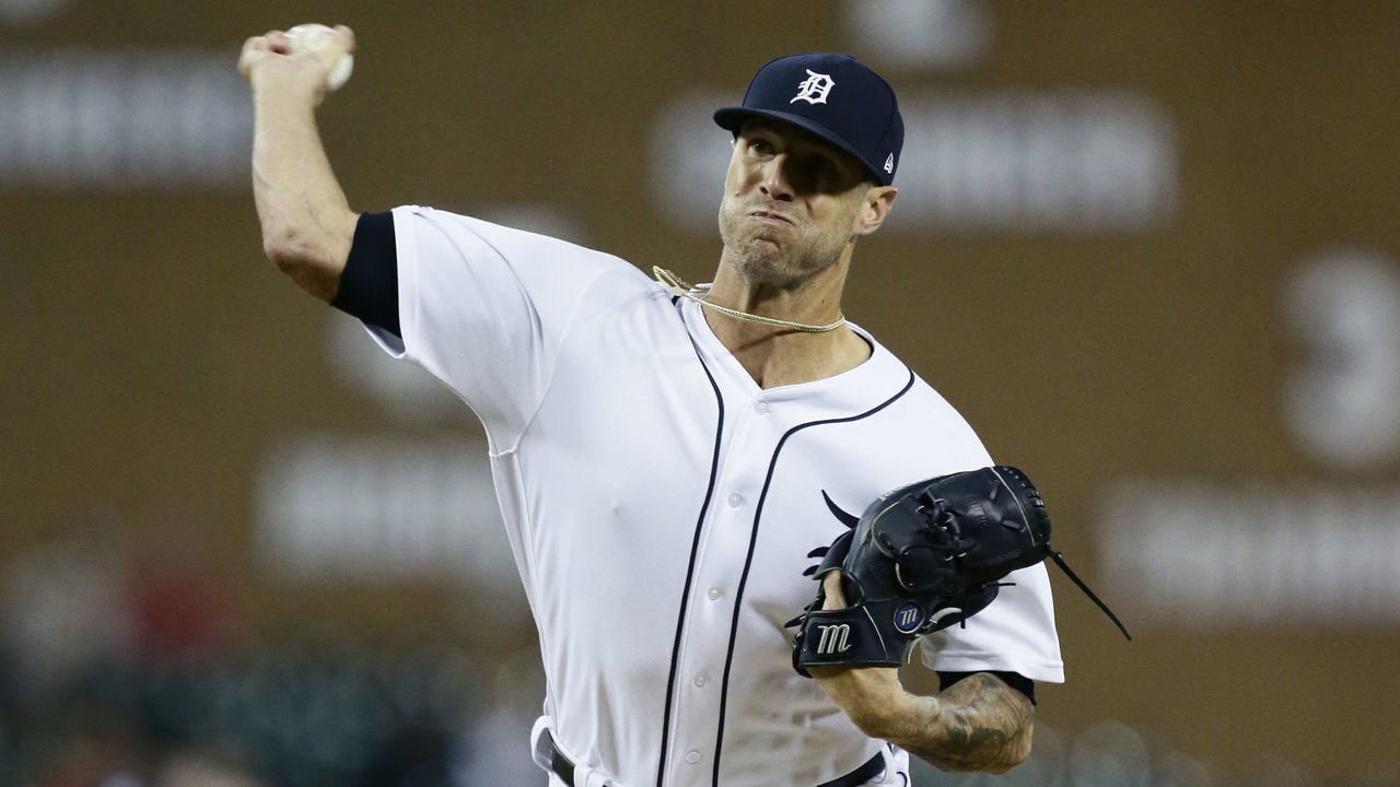 DETROIT, MI - JULY 23: Shane Greene #61 of the Detroit Tigers pitches against the Philadelphia Phillies at Comerica Park on July 23, 2019 in Detroit, Michigan.