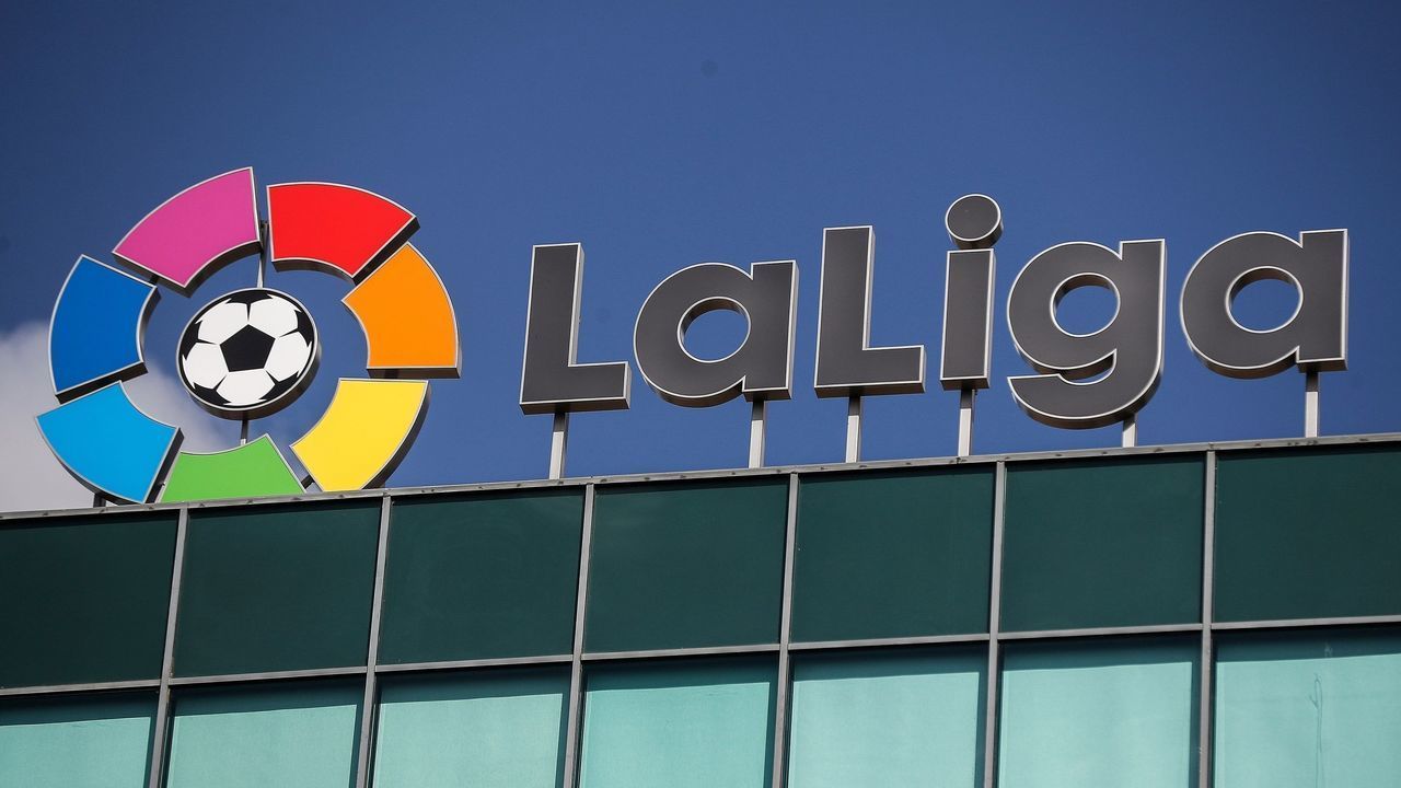 MADRID, SPAIN - MARCH 05: Logo of Spanish football league "La Liga" is seen in Madrid, Spain on 05, 2019.
