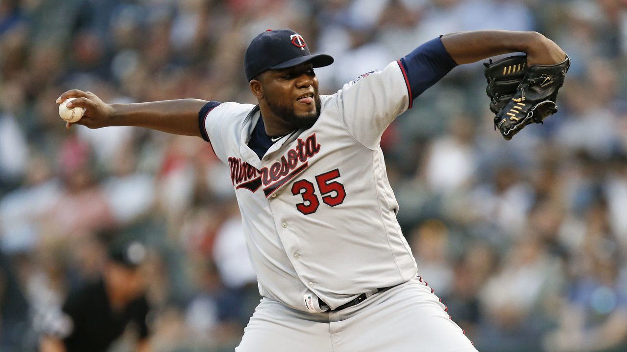 CHICAGO, ILLINOIS - JULY 26: Michael Pineda #35 of the Minnesota Twins pitches in the first inning during the game against the Chicago White Sox at Guaranteed Rate Field on July 26, 2019 in Chicago, Illinois.